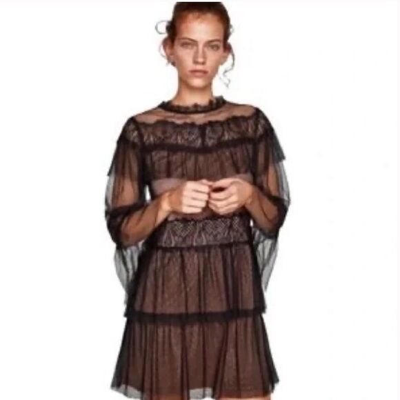 Zara Tulle & Lace Layered Contrast Dress - Picture 1 of 15
